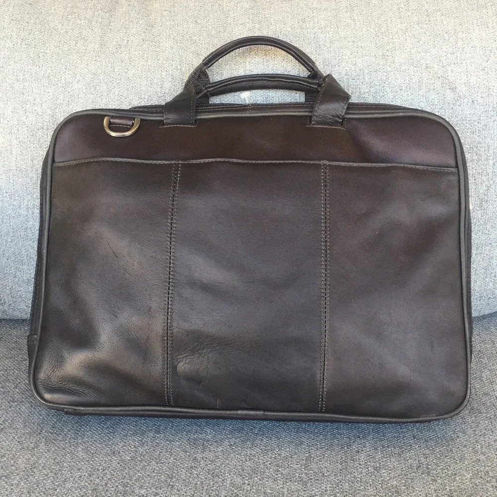 Vintage Kenneth Cole Laptop Bag Briefcase Brown Pebbled Leather 7 Compartments
